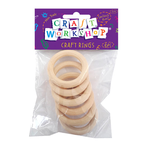 Wooden Rings 6pc - Craft Workshop – The Canterbury Playcentre Shop