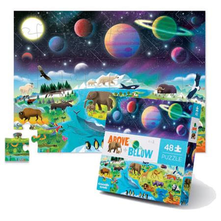 Crocodile Creek Puzzle 48 Pezzi – Above & Below/Earth & Space – Gioco Educativo Per Bambini